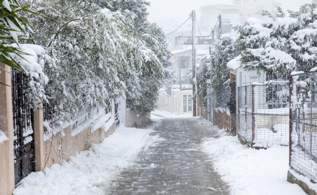 Photo of a rare Athens snowfall in February 2021