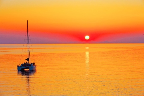 catamaran sunset sailing cruise, Santorini