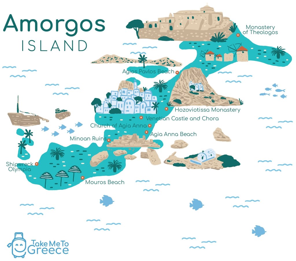 Map of Amorgos island, Greece