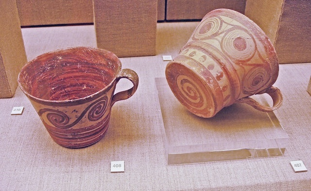 Cups from Akrotiri, Museum of Prehistoric Thera, Santorini