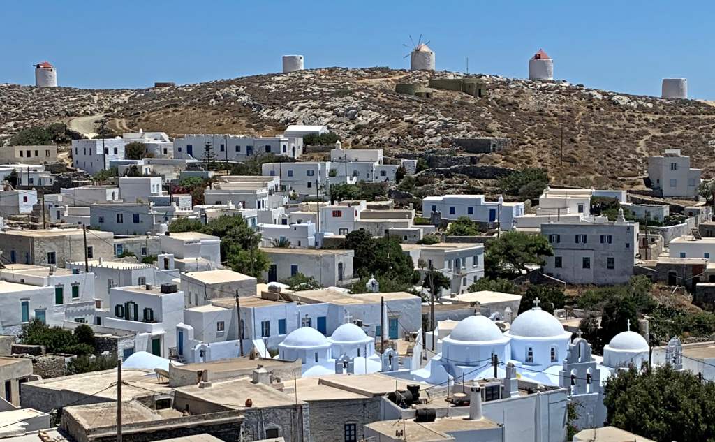 Panorama of Chora with the windmills in the background