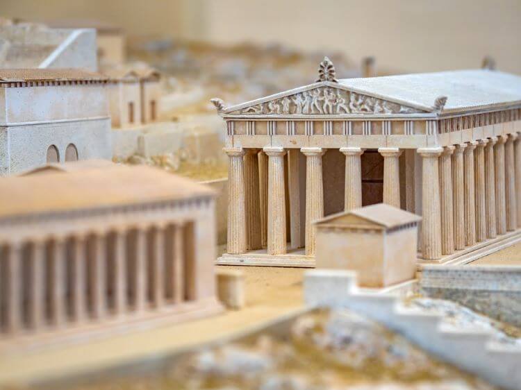 Photo of a model that is a Reconstruction of Ancient Delphi, Greece
