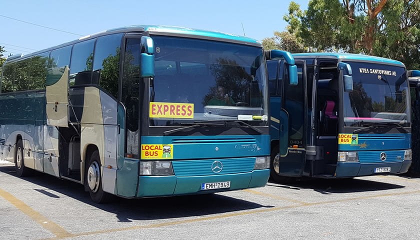 Santorini main bus depot in Fira
