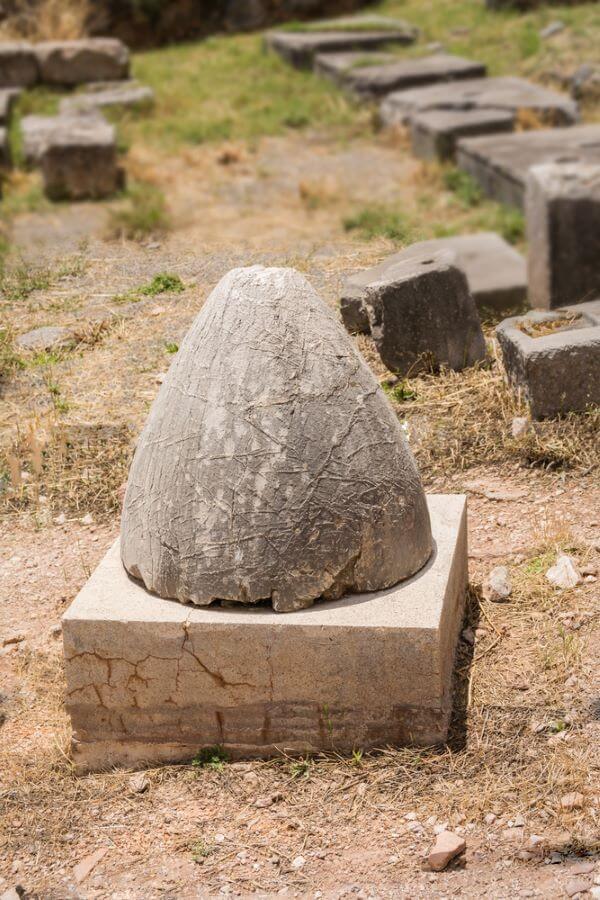 Photo of the Omphalos or naval of Gaea at Delphi, Greece